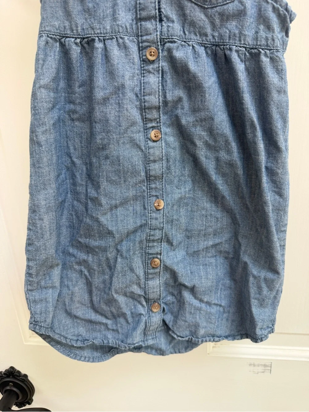 Old Navy Girls 5T Blue Denim Chambray Button-Front Collared Sleeveless Dress